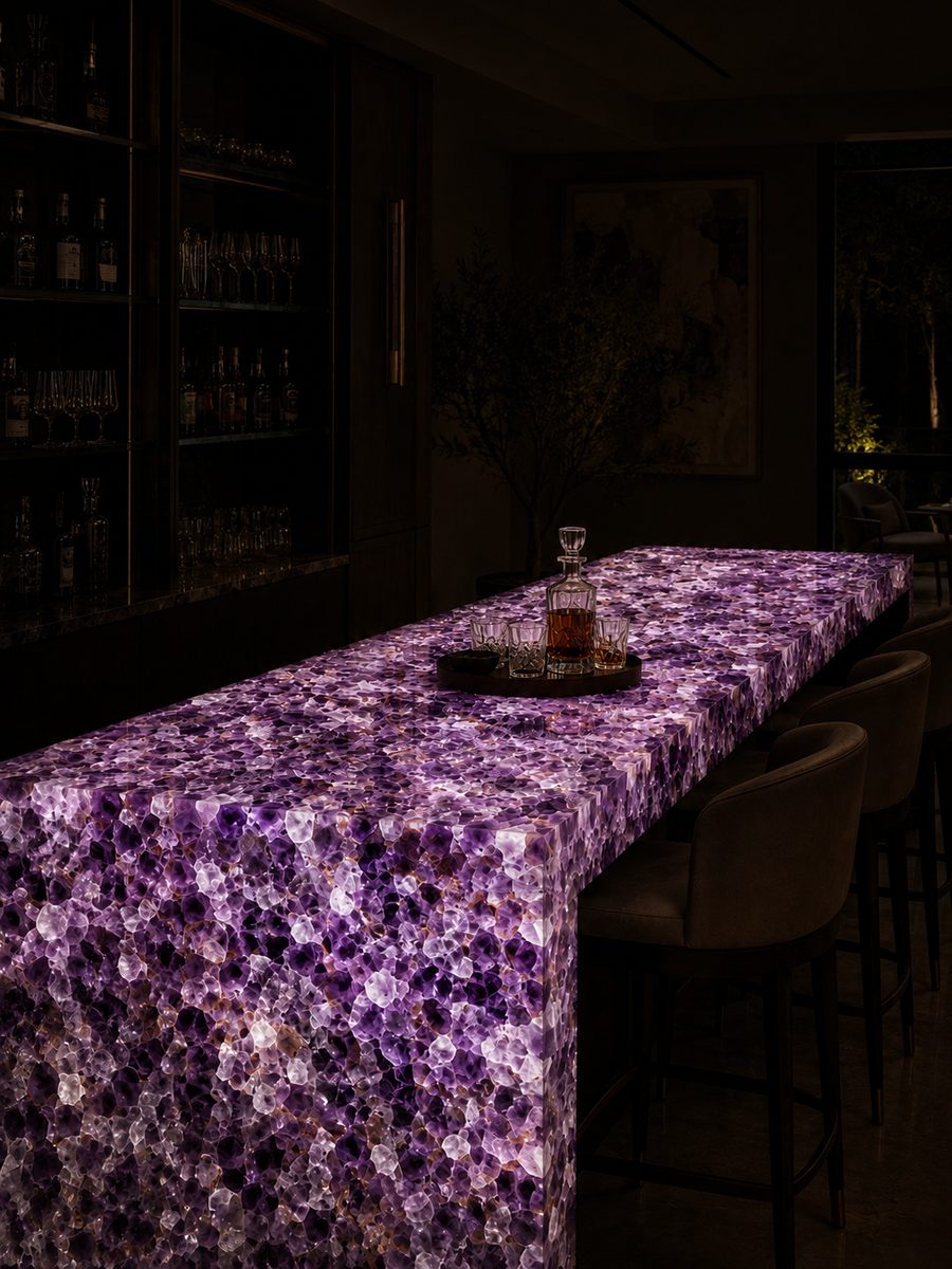Amethyst (Geode grade) in night light