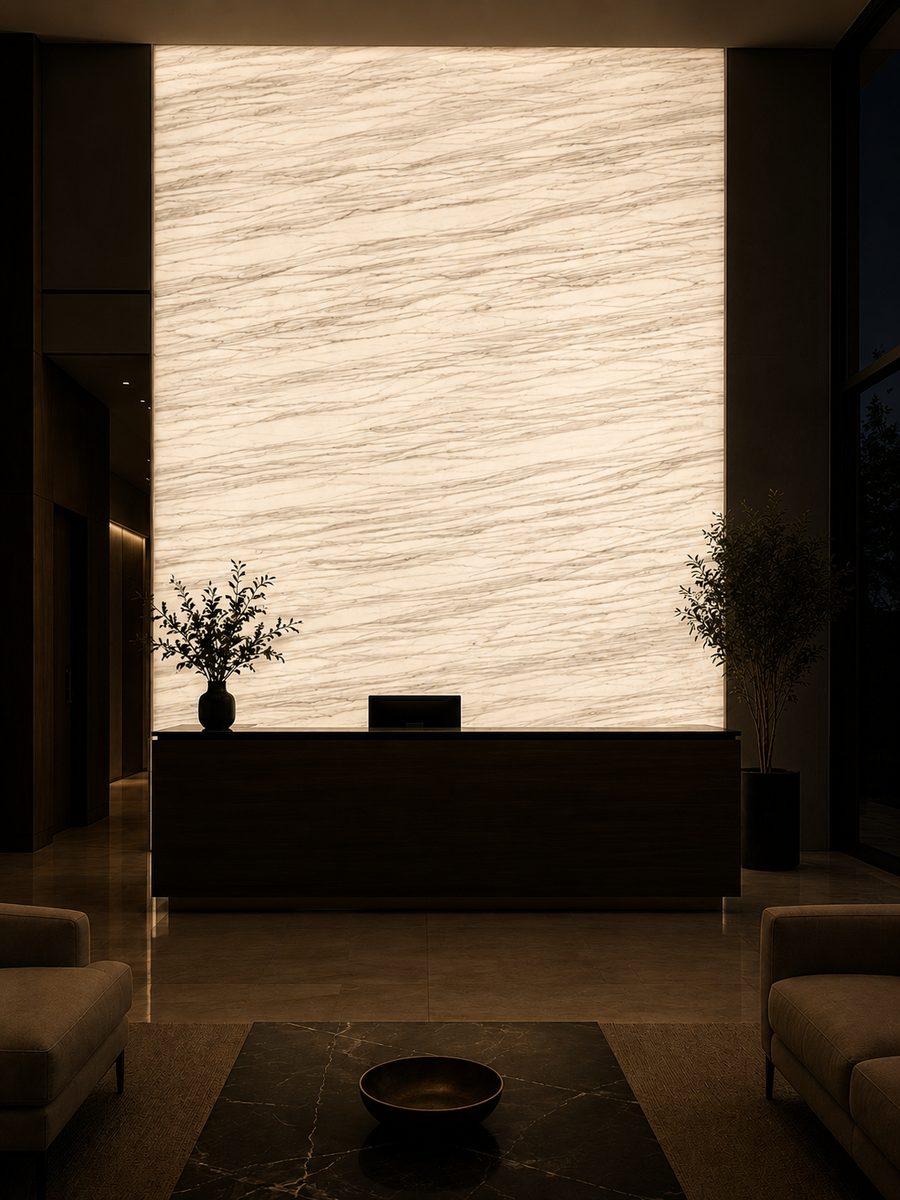 Blanco Macael in night light