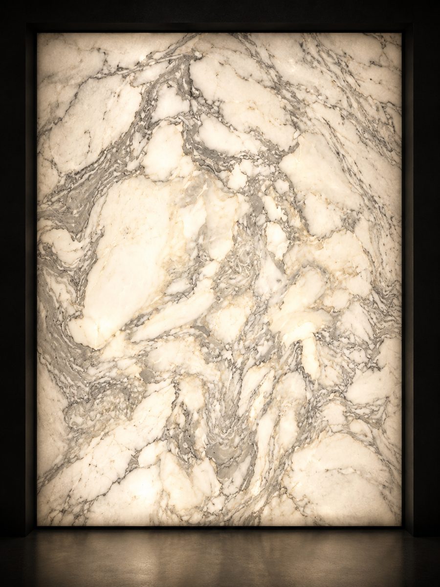 Calacatta Caldia in museum light