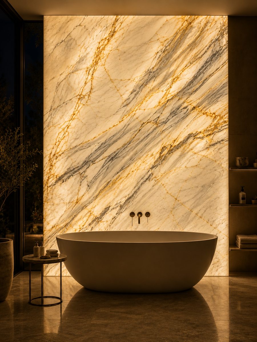 Calacatta Gold in night light