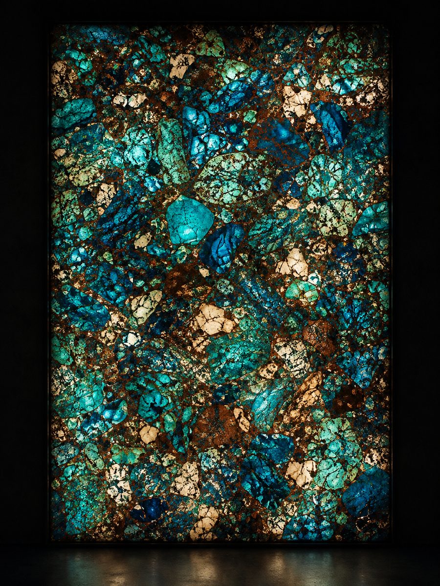 Chrysocolla in museum light