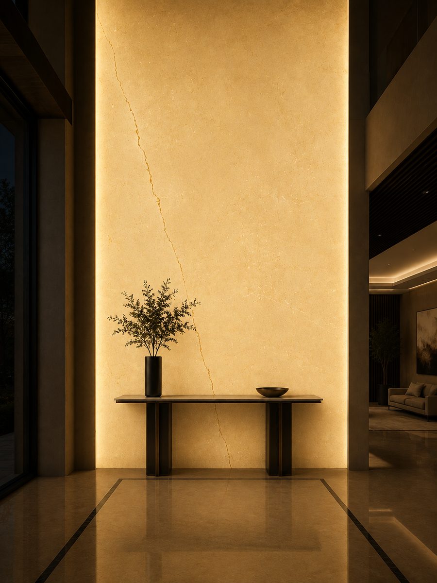Crema Marfil Select in night light