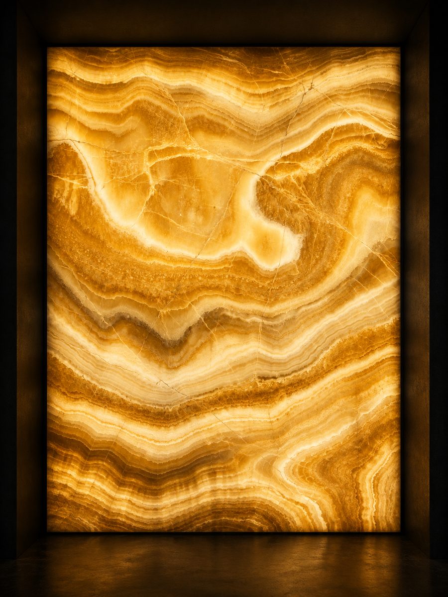 Honey Onyx in museum light