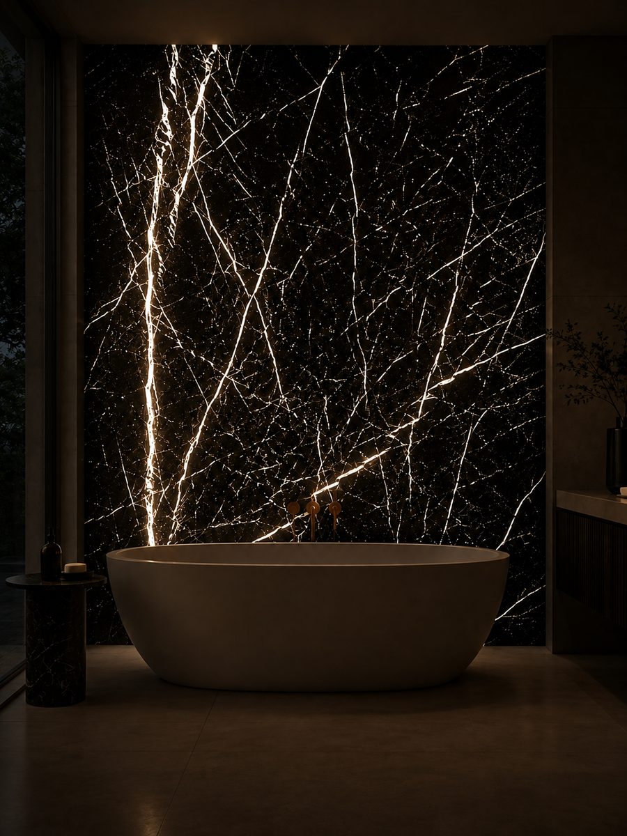 Nero Marquina Extra in night light