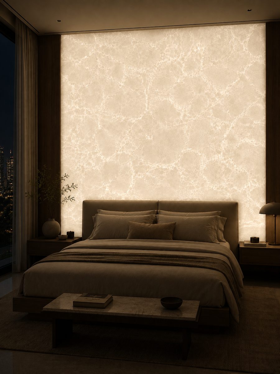 Onice Bianco Extra in night light