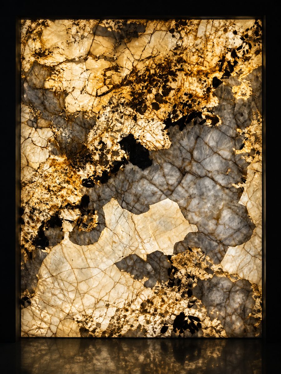Patagonia quartzite in museum light