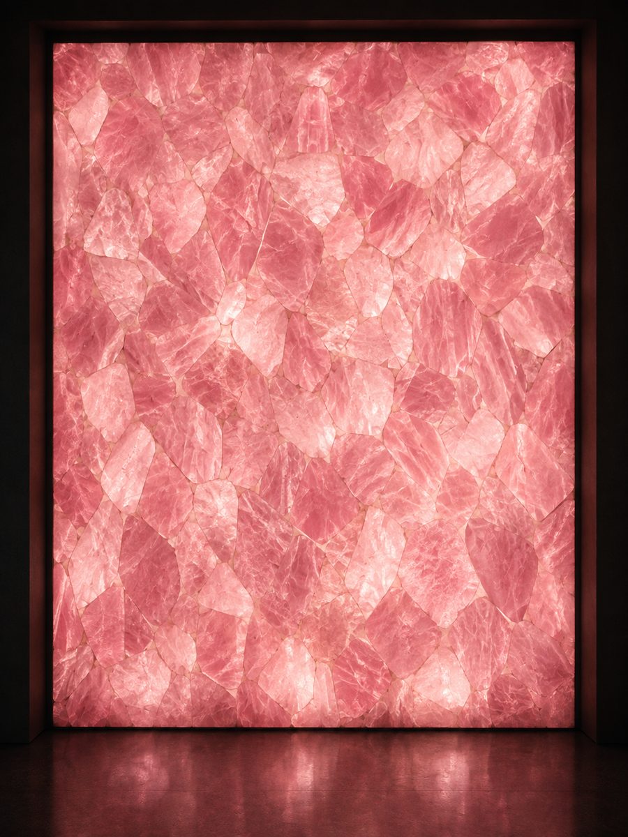 Rose Quartz in museum light