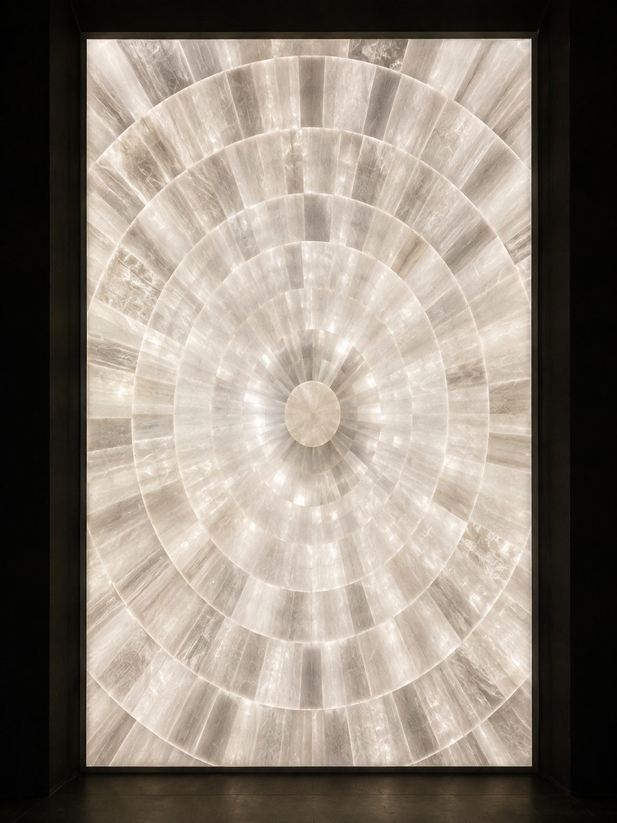 Selenite Panel in museum light