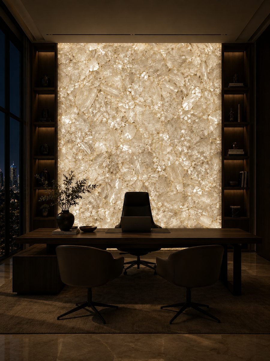 White Crystal Quartz in night light